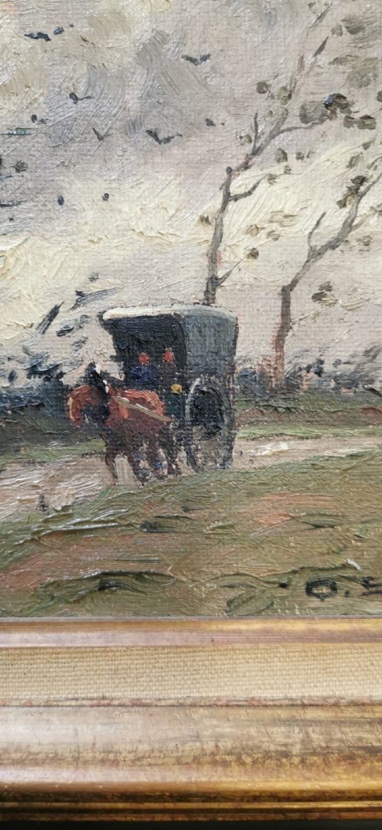 Olivier Sery Oil On Canvas: Landscape Carriage -photo-2