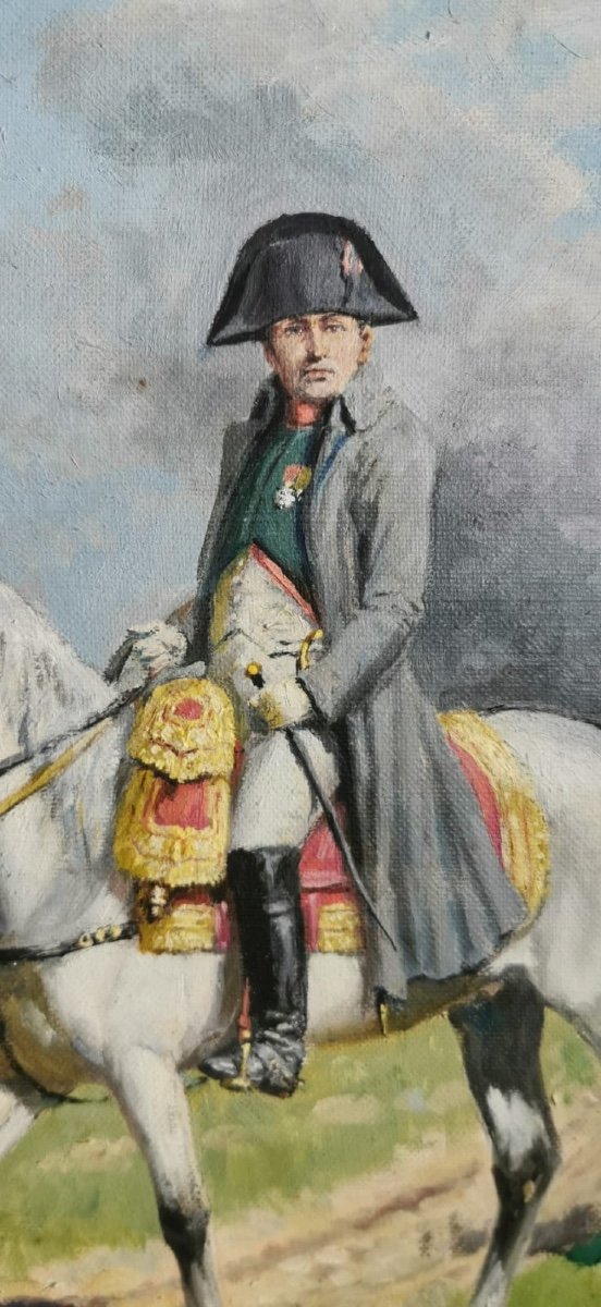 Napoleon On Horseback, Oil On Canvas Lucien Rousselot -photo-3