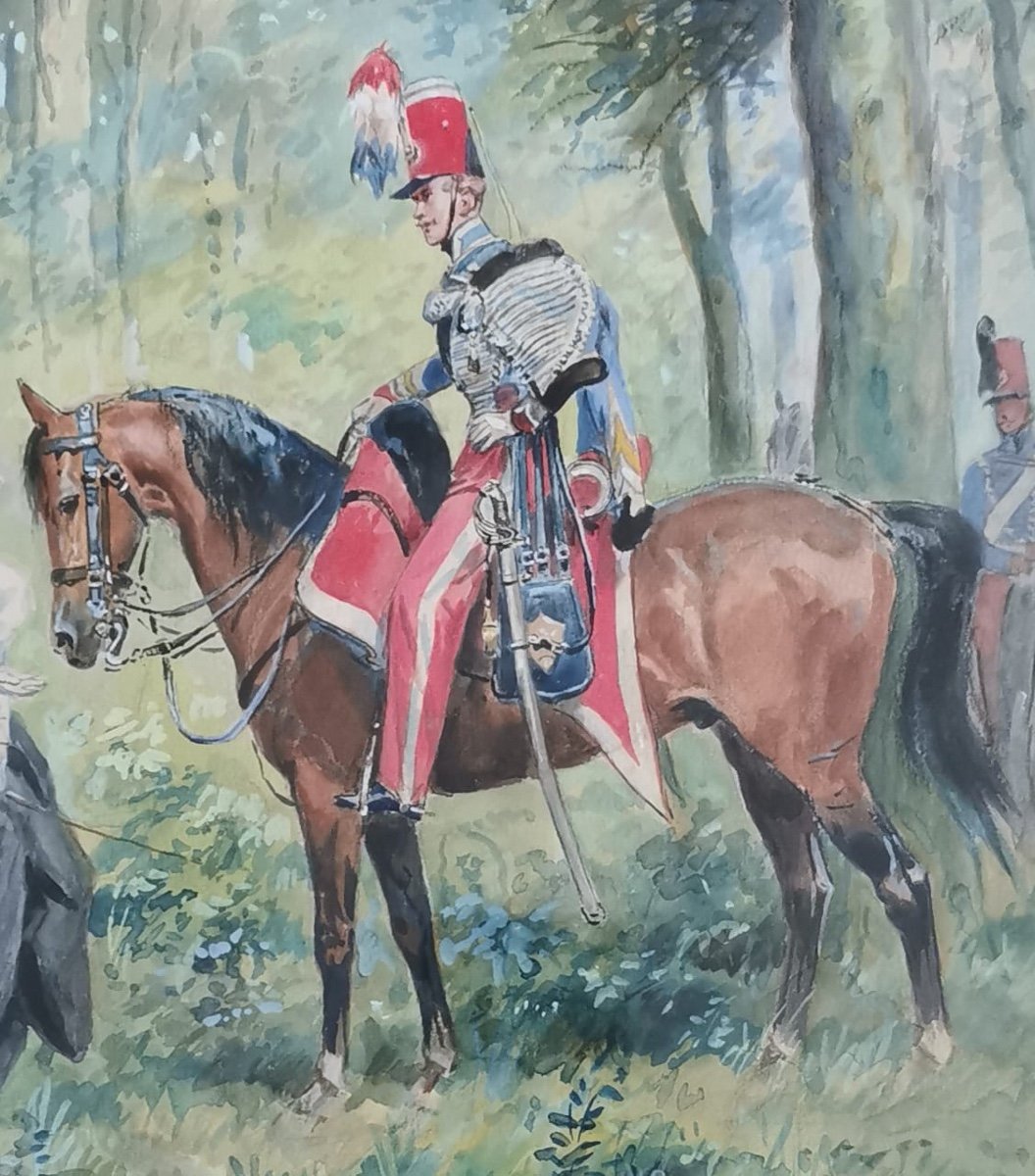 Aquarelle « officier De Cavalerie 1er Empire » Maurice Toussaint-photo-4