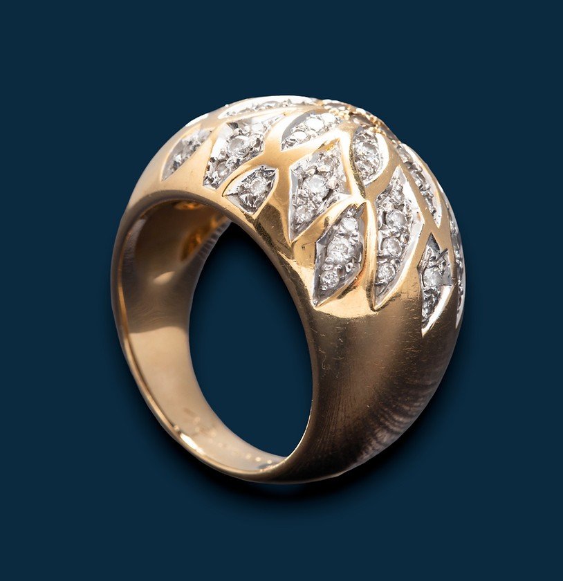 Yellow Gold And Sunflower Diamond Ring-photo-4