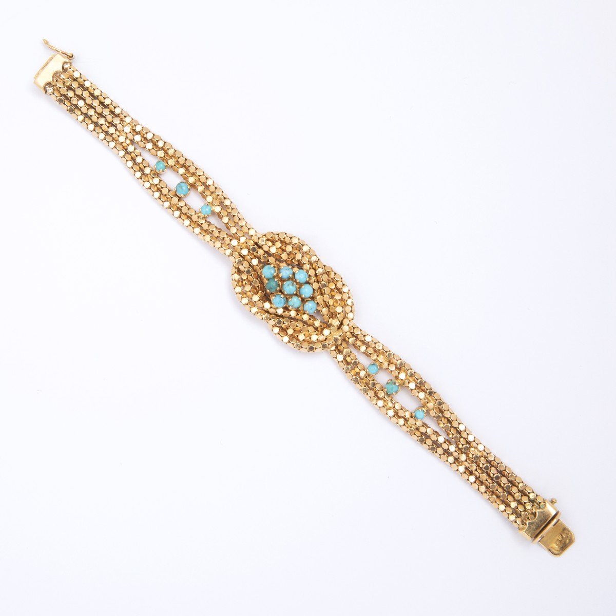 Bracelet vintage or jaune et turquoises lovelace-photo-4