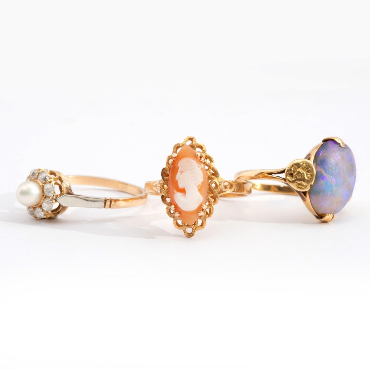 Vintage Ring In Yellow Gold, Opal, Pearl And Cameo Mystique Romantic-photo-3