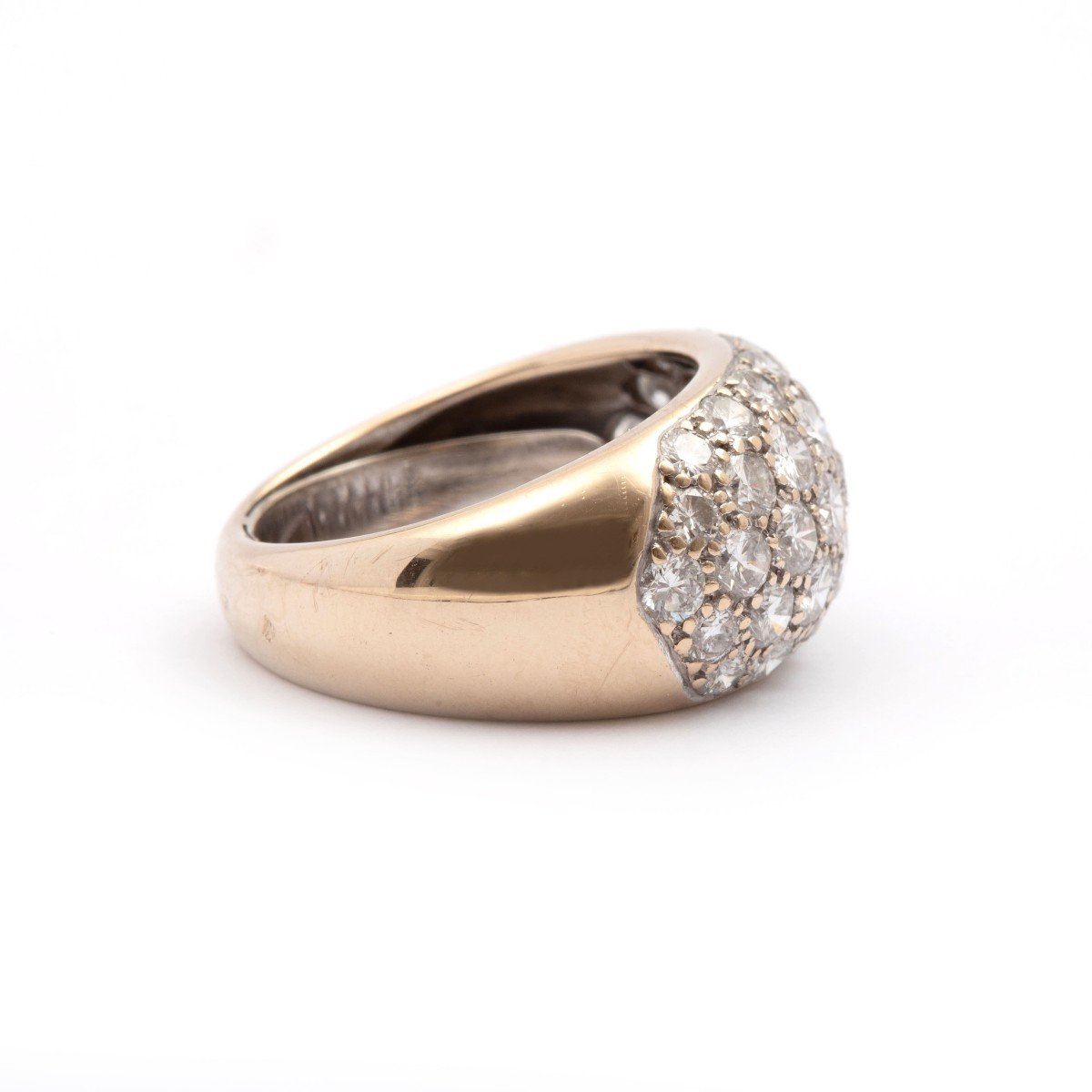 Bague Bandeau Or Gris Et Diamants Boule De Neige-photo-3