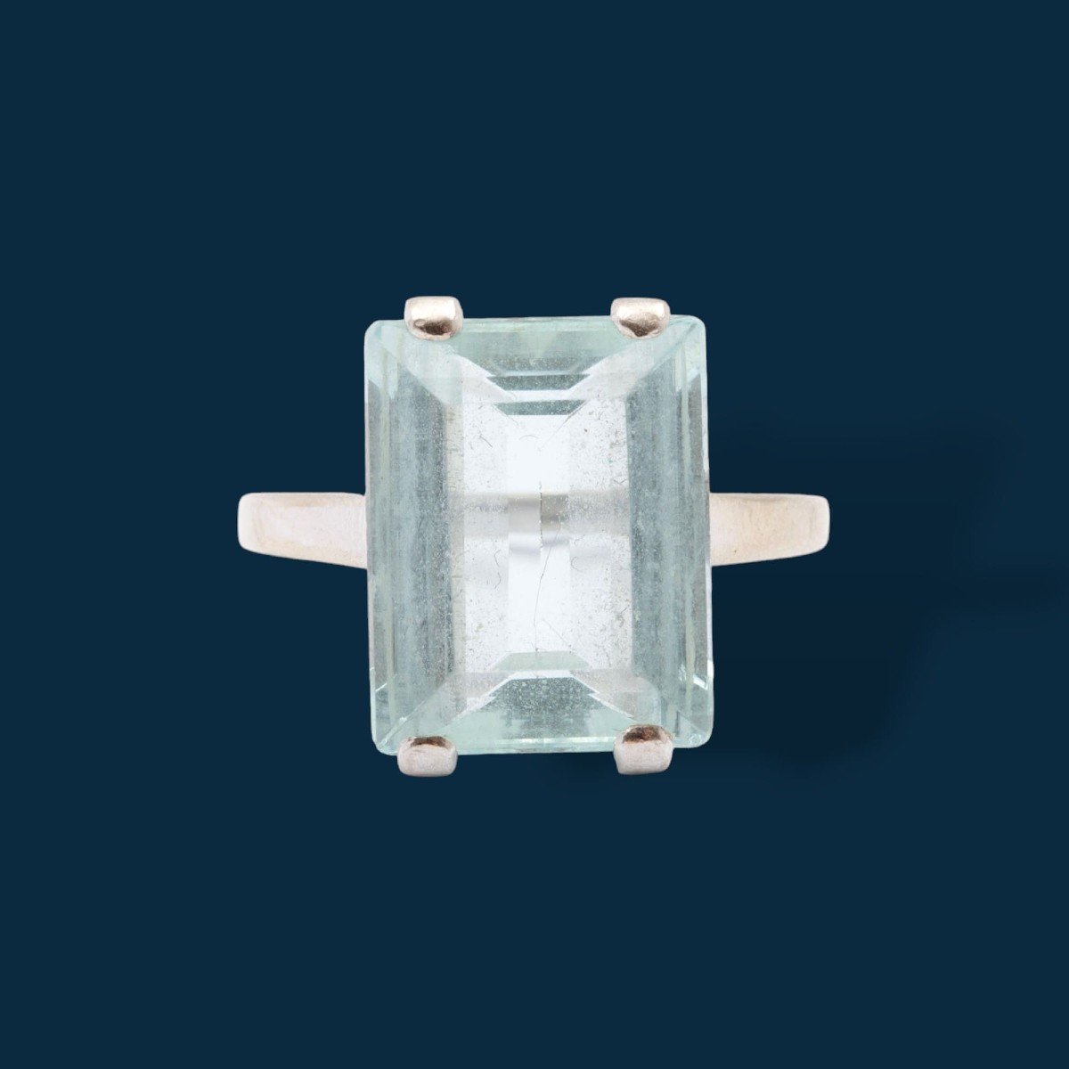 Bague Or Gris Et Aigue-marine Lagon Pur