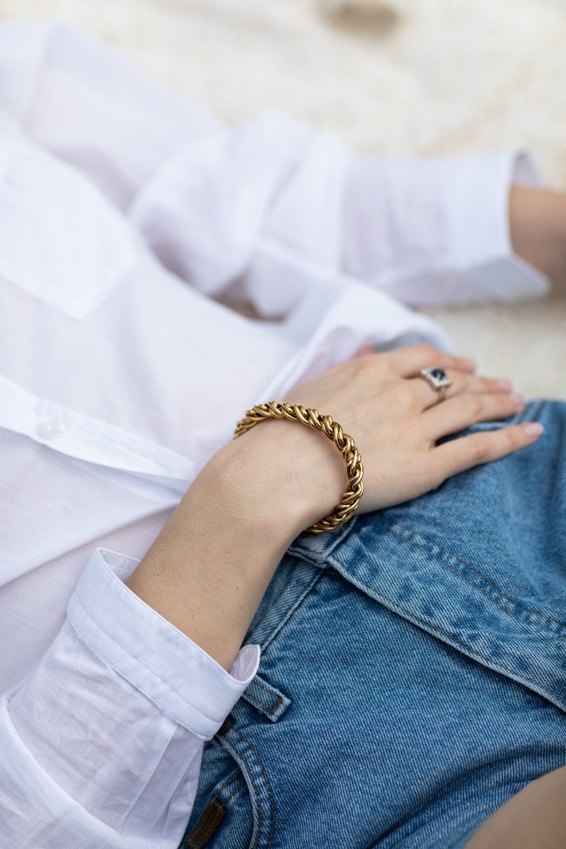 Yellow Gold Precious Lace Bracelet-photo-2