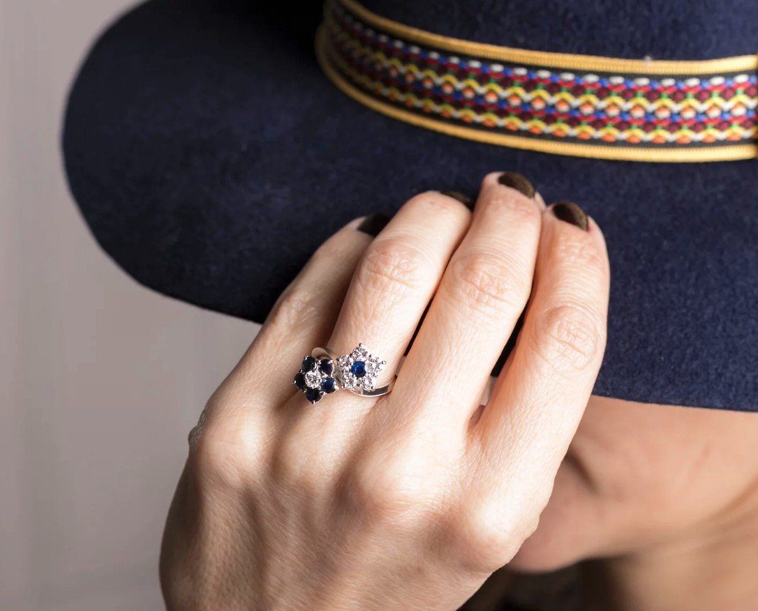 Toi Et Moi Ring White Gold, Diamonds And Sapphires Duo De Charme-photo-2