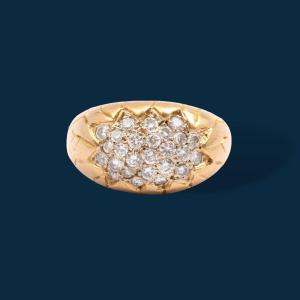 Yellow Gold And Diamond Dome Star Ring