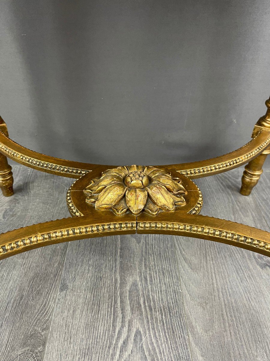  Guéridon Style Louis XVI En Bois Doré Et Marbre-photo-1