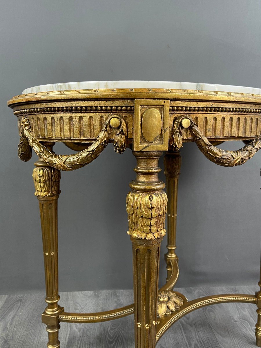  Guéridon Style Louis XVI En Bois Doré Et Marbre-photo-6