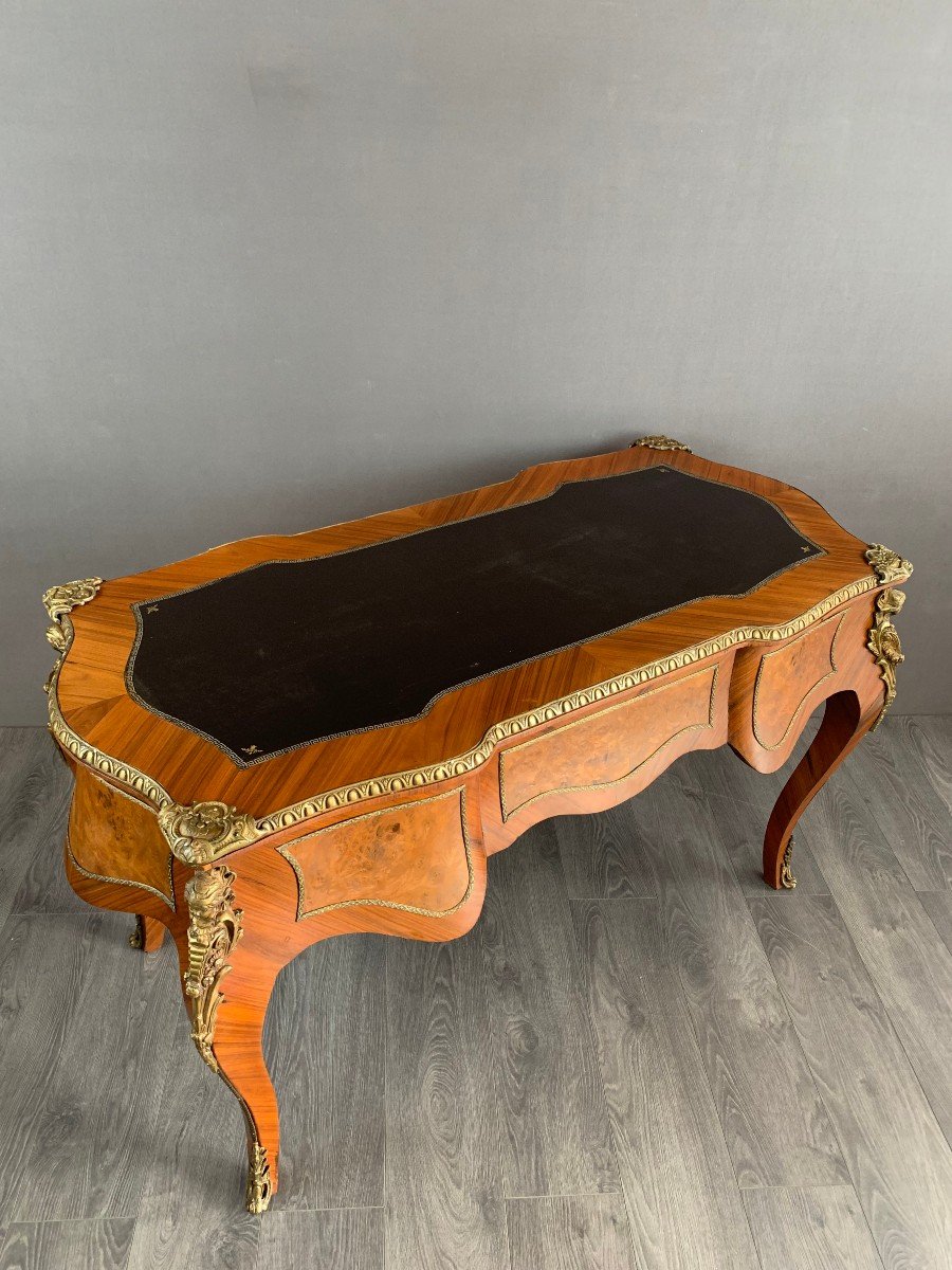 Desk In Marquetry And Gilt Bronze Louis XV Style 19th Century-photo-7