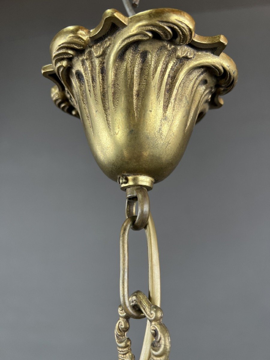 Louis XVI Style Lantern In Bronze And Glass 20th Century -photo-3