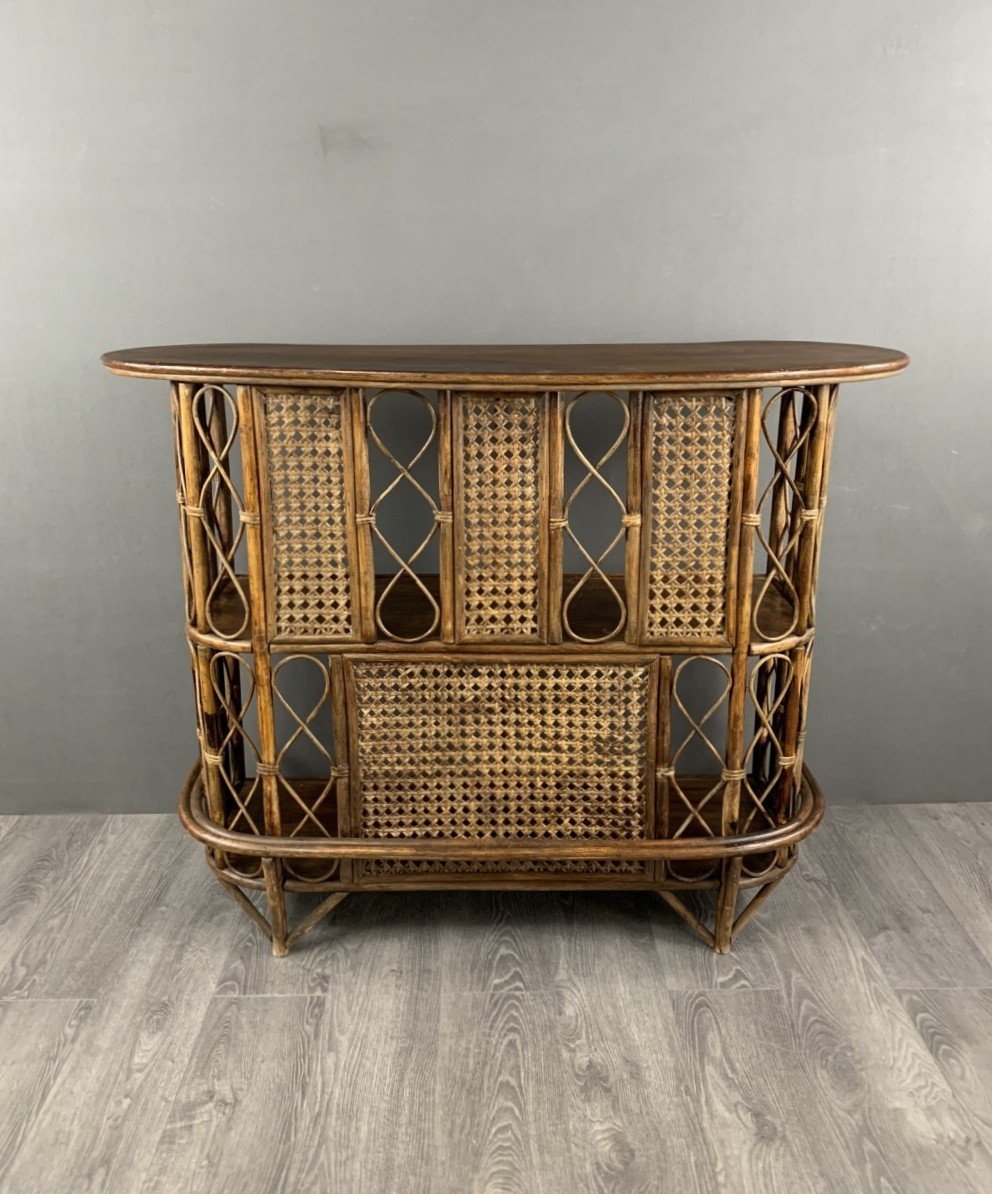 20th Century Rattan And Wicker Bar