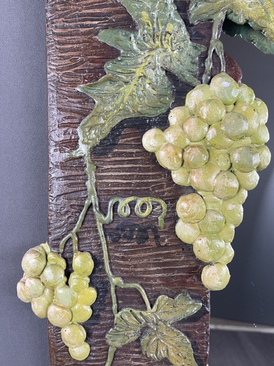 Miroir En Bois Sculpté Avec Décor De Vigne XXe Siècle -photo-2