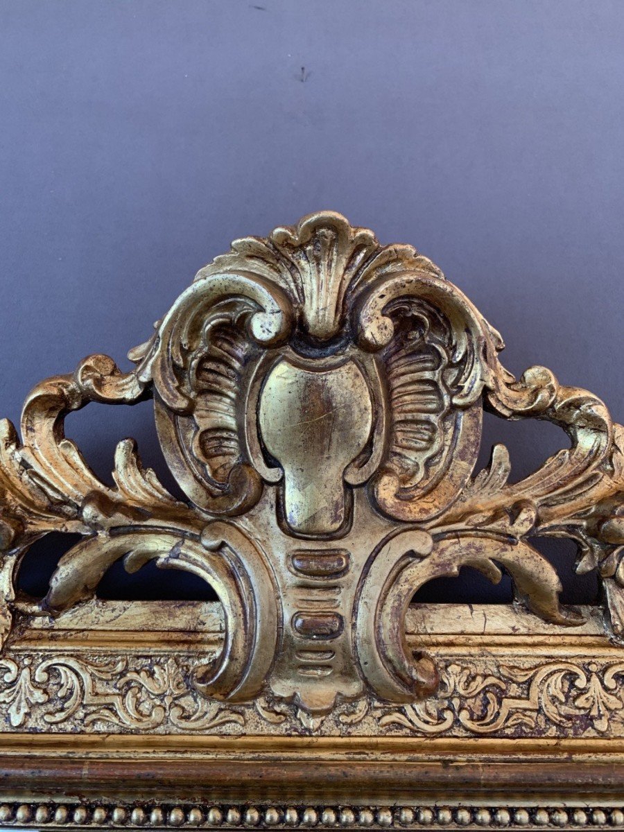 Gilded Mirror In Carved Wood Louis XVI Style, 19th Century -photo-4