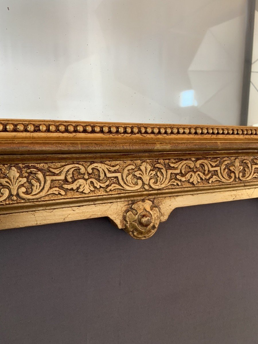 Gilded Mirror In Carved Wood Louis XVI Style, 19th Century -photo-2