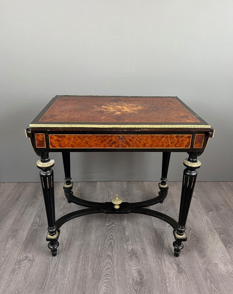 Table à Jeux Napoléon III En Bois D’amboine, XIXe Siècle 