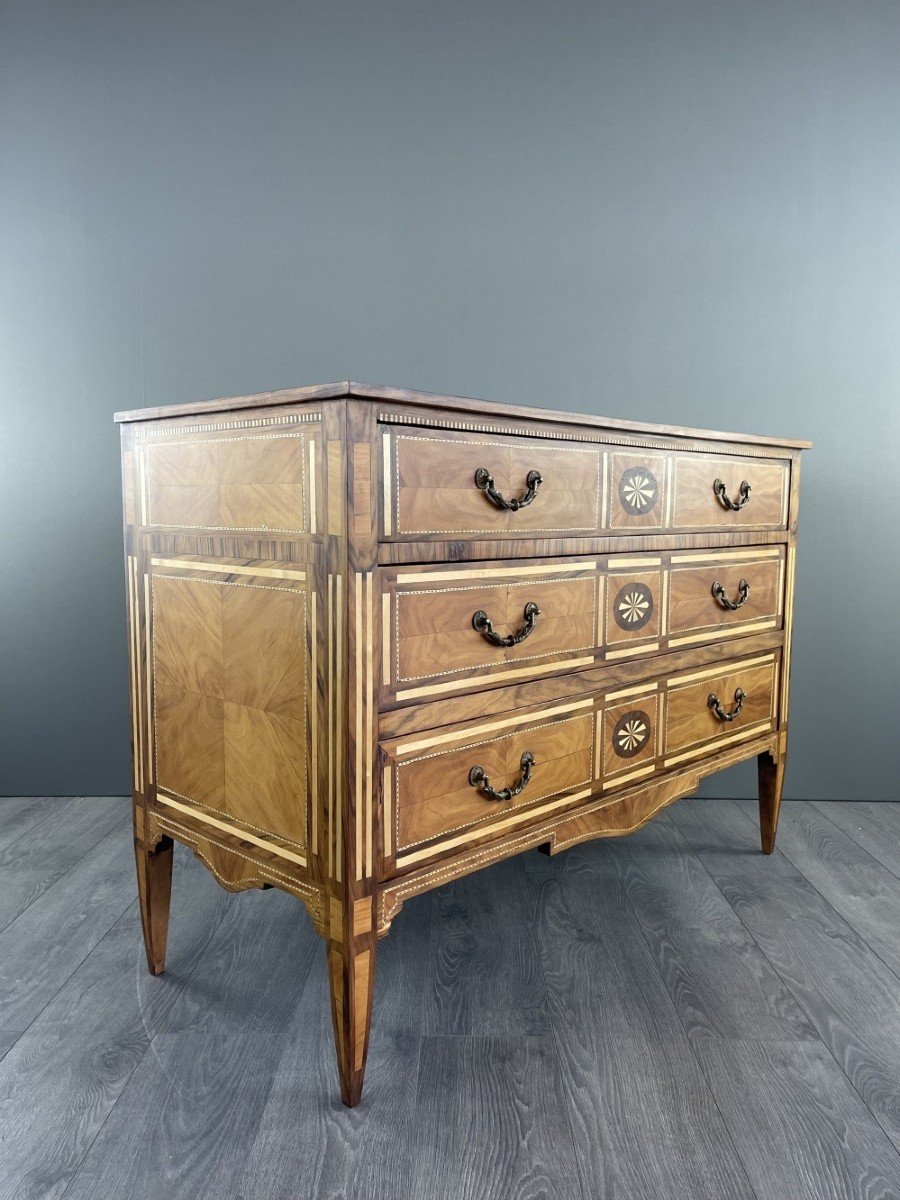 Louis XVI Style Marquetry Wooden Commode, 20th Century-photo-3