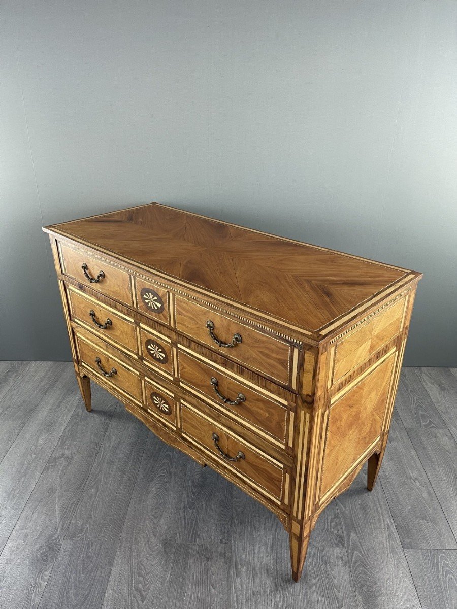 Louis XVI Style Marquetry Wooden Commode, 20th Century-photo-4