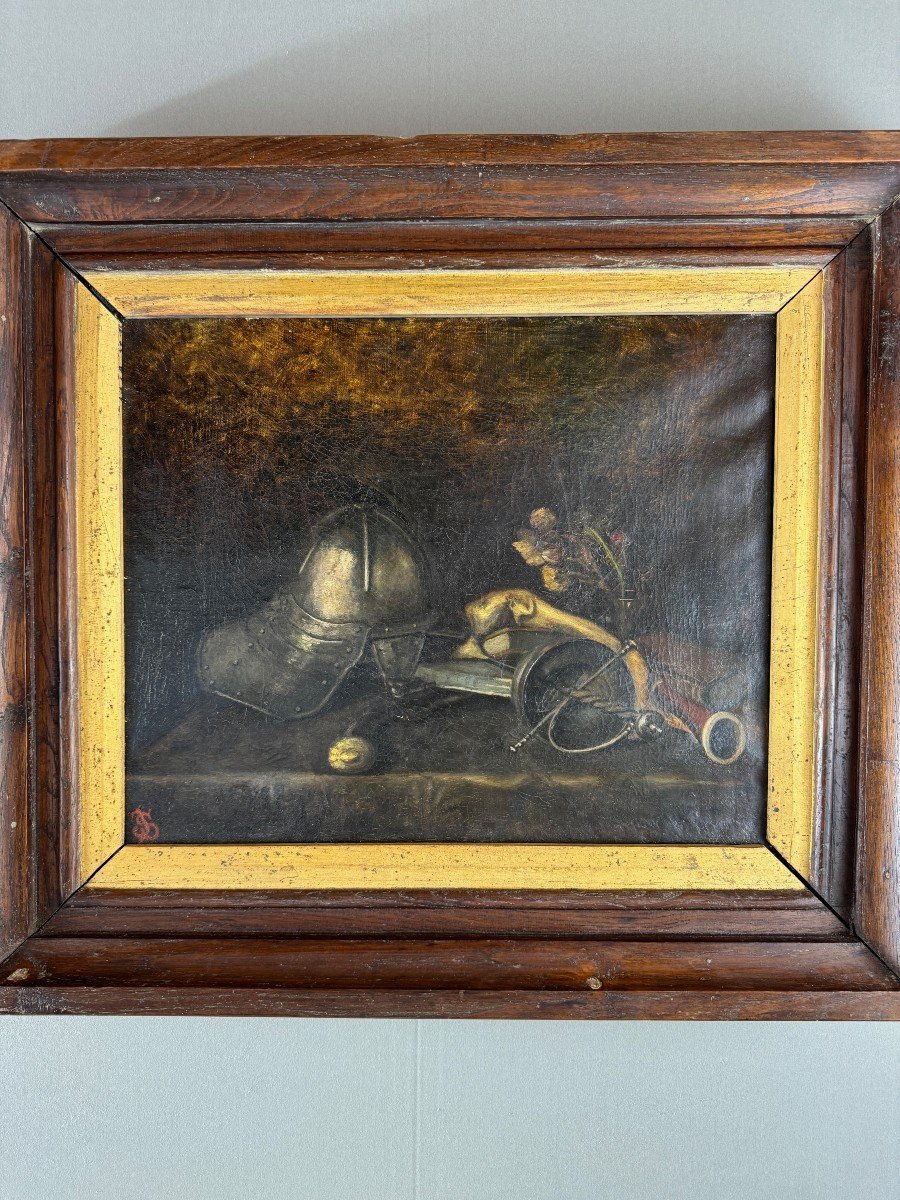 Still Life With Helmet And Antique Objects 19th Century-photo-1