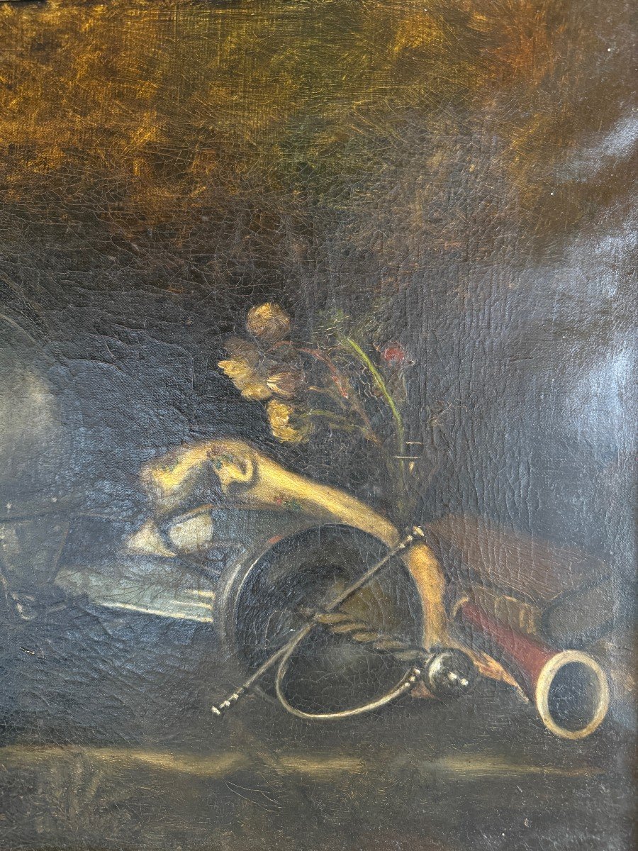 Still Life With Helmet And Antique Objects 19th Century-photo-3