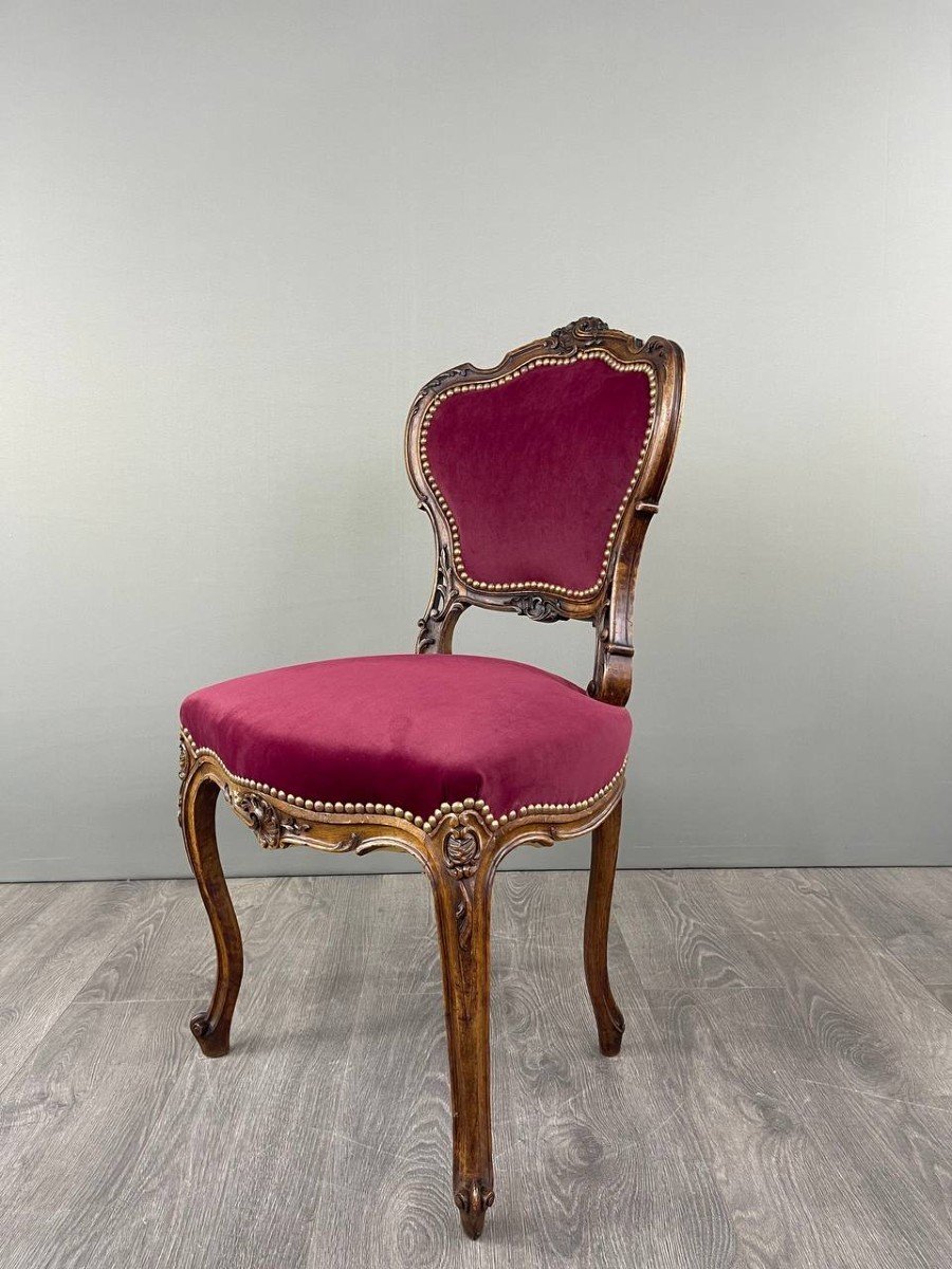 Louis XV Style Chair And Footstool Set, 19th Century -photo-2