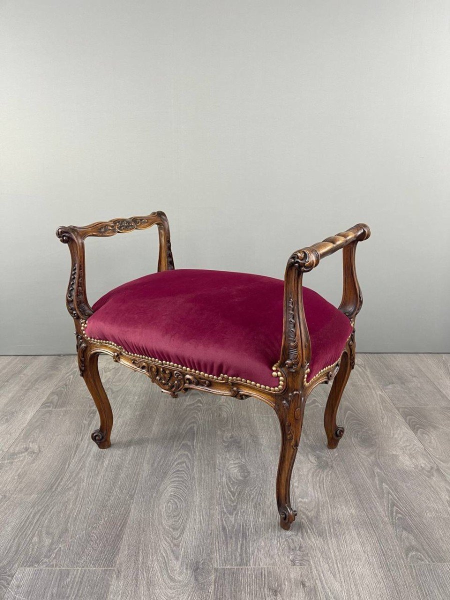 Louis XV Style Chair And Footstool Set, 19th Century -photo-3