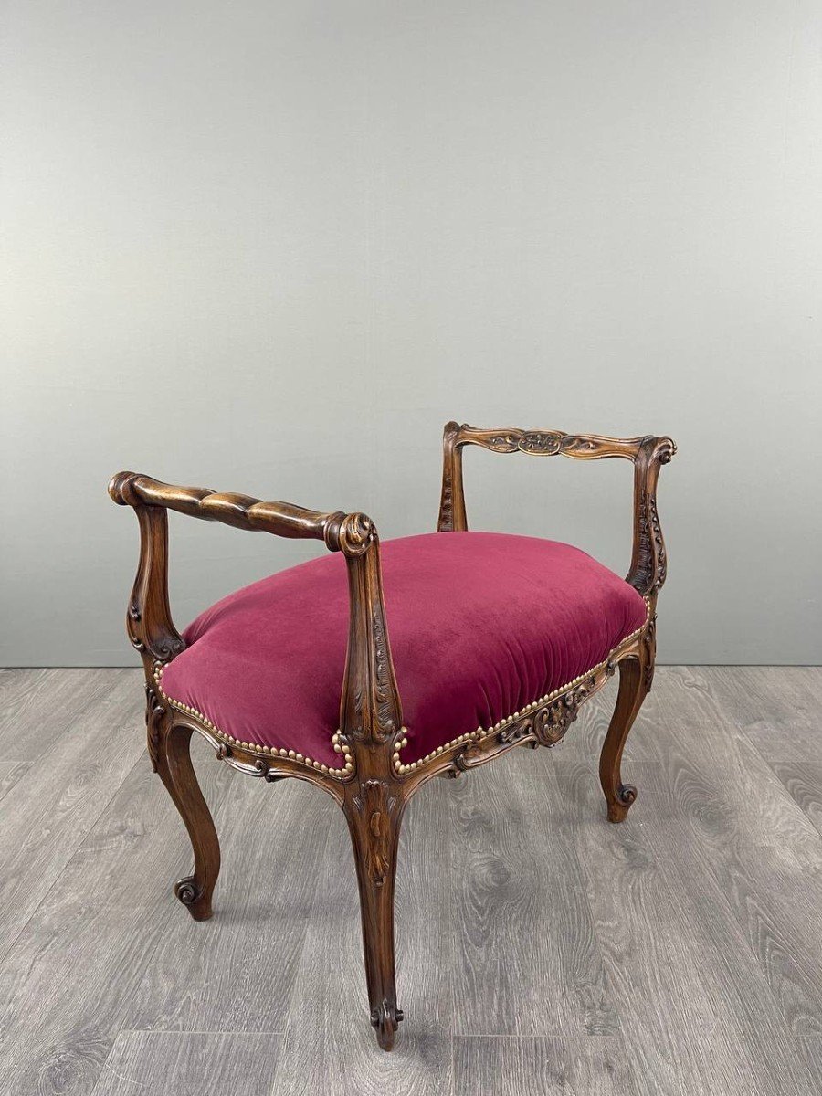 Louis XV Style Chair And Footstool Set, 19th Century -photo-2