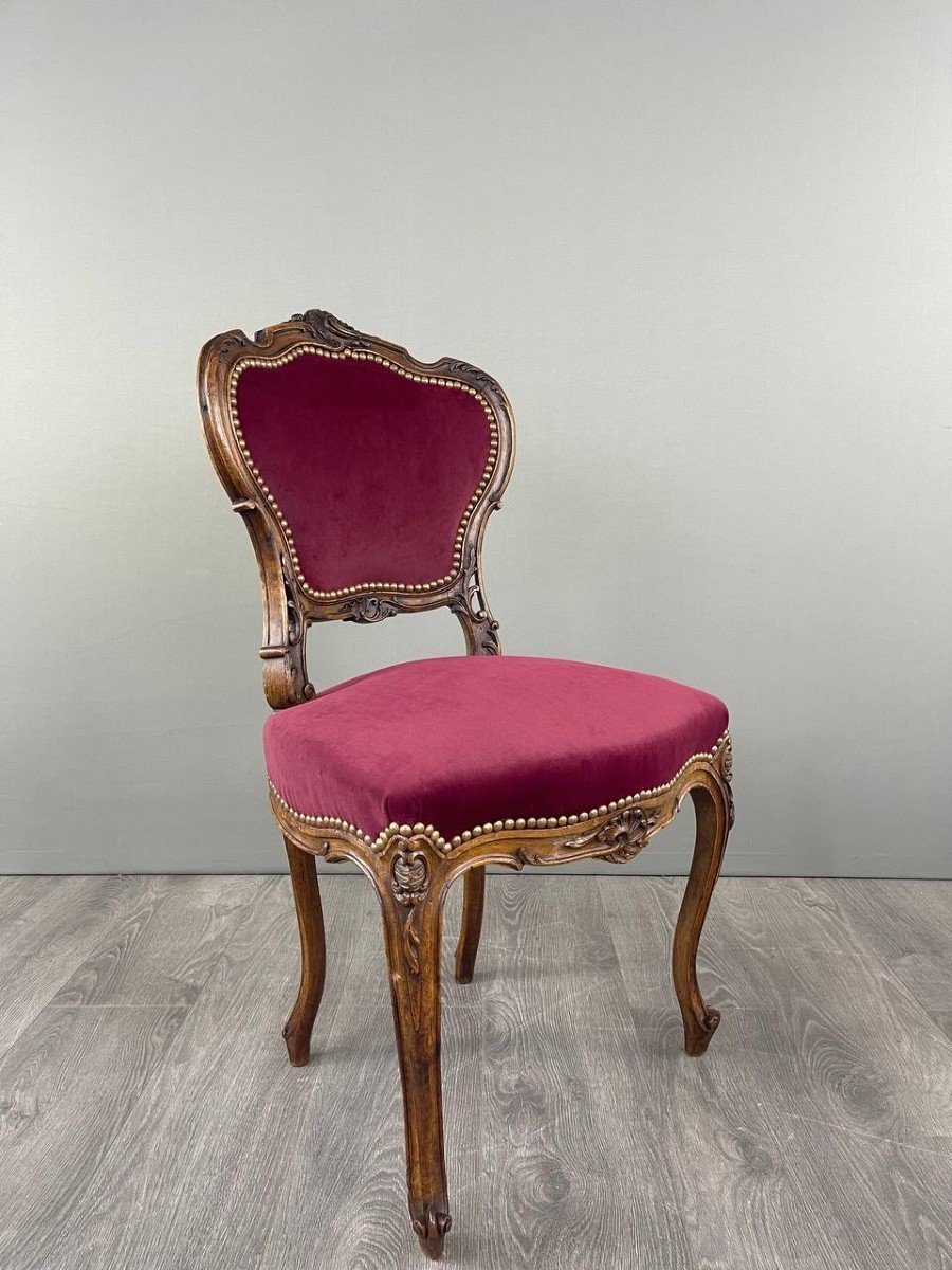 Louis XV Style Chair And Footstool Set, 19th Century -photo-4