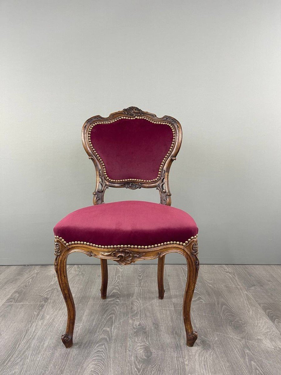 Louis XV Style Chair And Footstool Set, 19th Century -photo-5