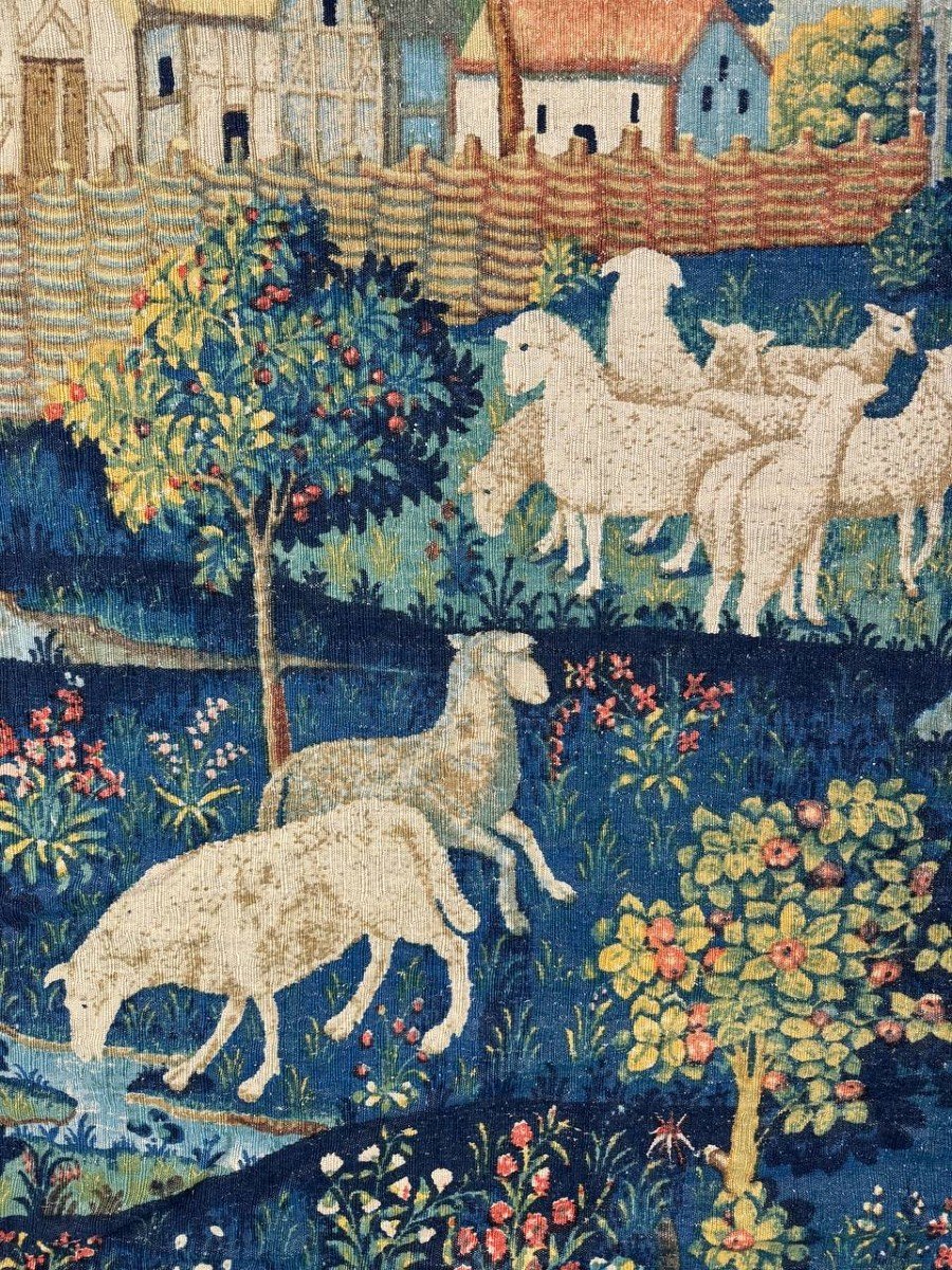 Pastoral Scene Wall Tapestry, 19th Century -photo-2