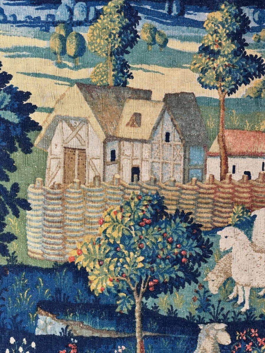 Pastoral Scene Wall Tapestry, 19th Century -photo-4