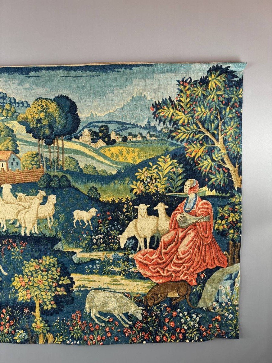 Pastoral Scene Wall Tapestry, 19th Century -photo-2