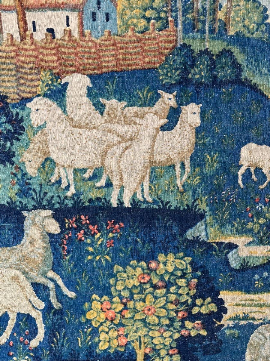 Pastoral Scene Wall Tapestry, 19th Century -photo-4