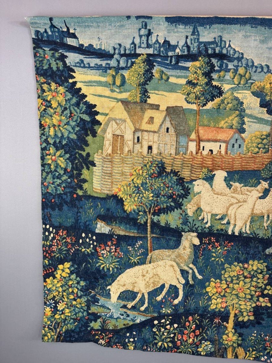 Pastoral Scene Wall Tapestry, 19th Century -photo-6