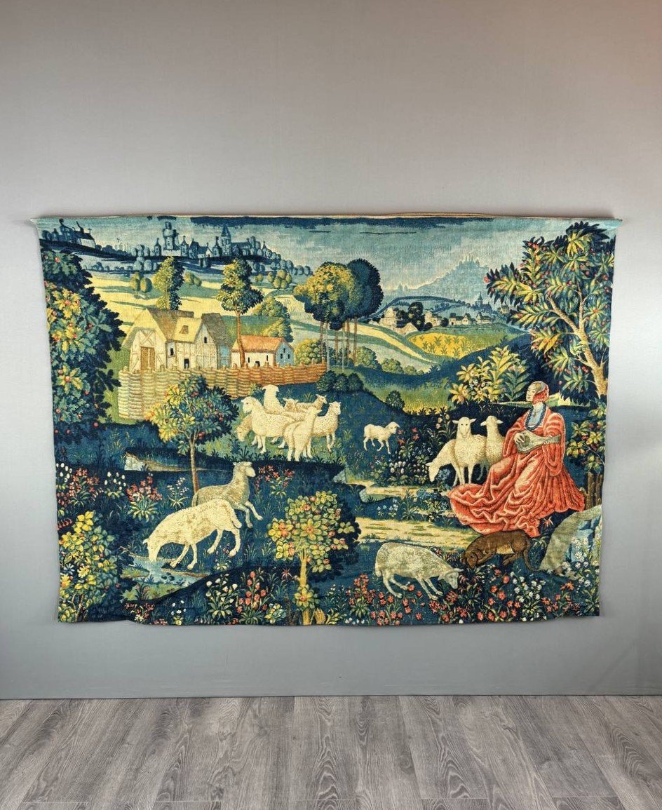 Pastoral Scene Wall Tapestry, 19th Century 