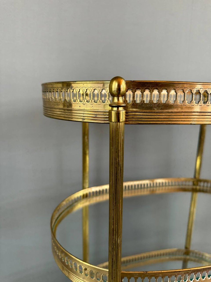 Table, Rolling Bar, Serving Cart In Gilded Brass, 1960s, 20th Century-photo-2