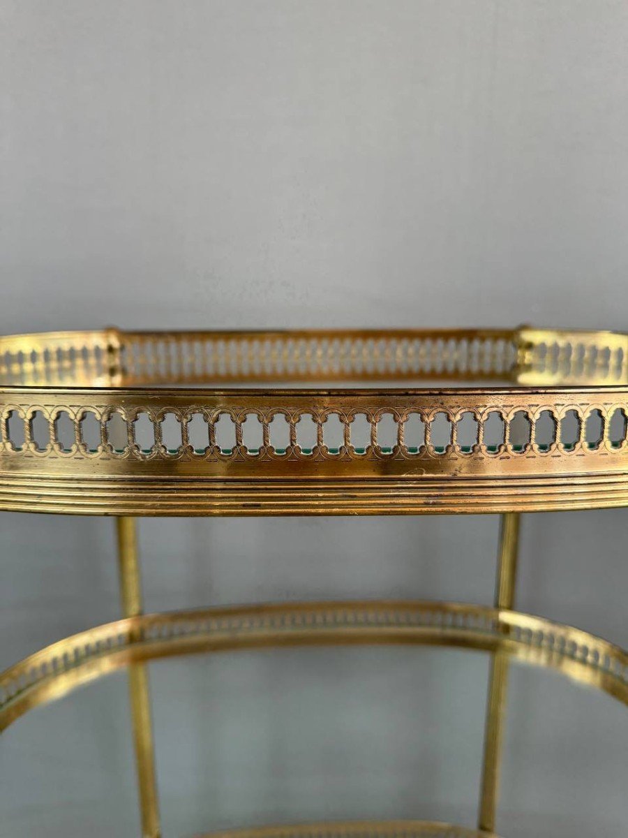 Table, Rolling Bar, Serving Cart In Gilded Brass, 1960s, 20th Century-photo-5