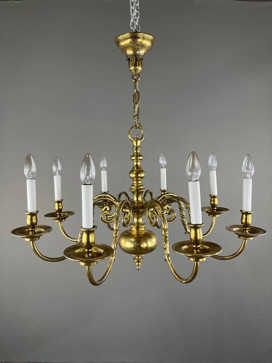 Classic Style Gilded Brass Chandelier, 20th Century-photo-4