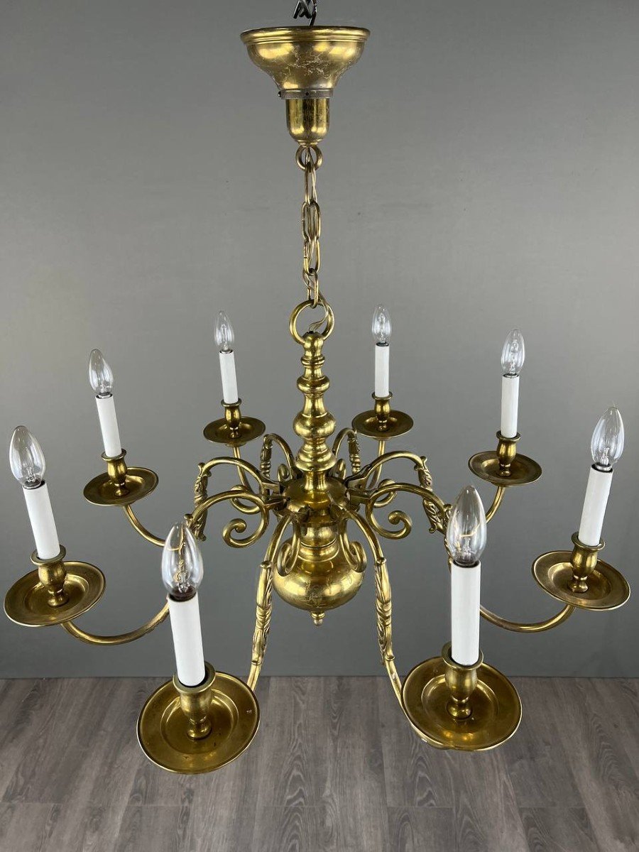 Classic Style Gilded Brass Chandelier, 20th Century-photo-2