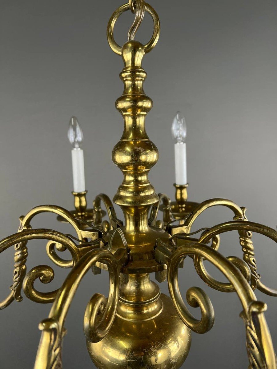 Classic Style Gilded Brass Chandelier, 20th Century-photo-3