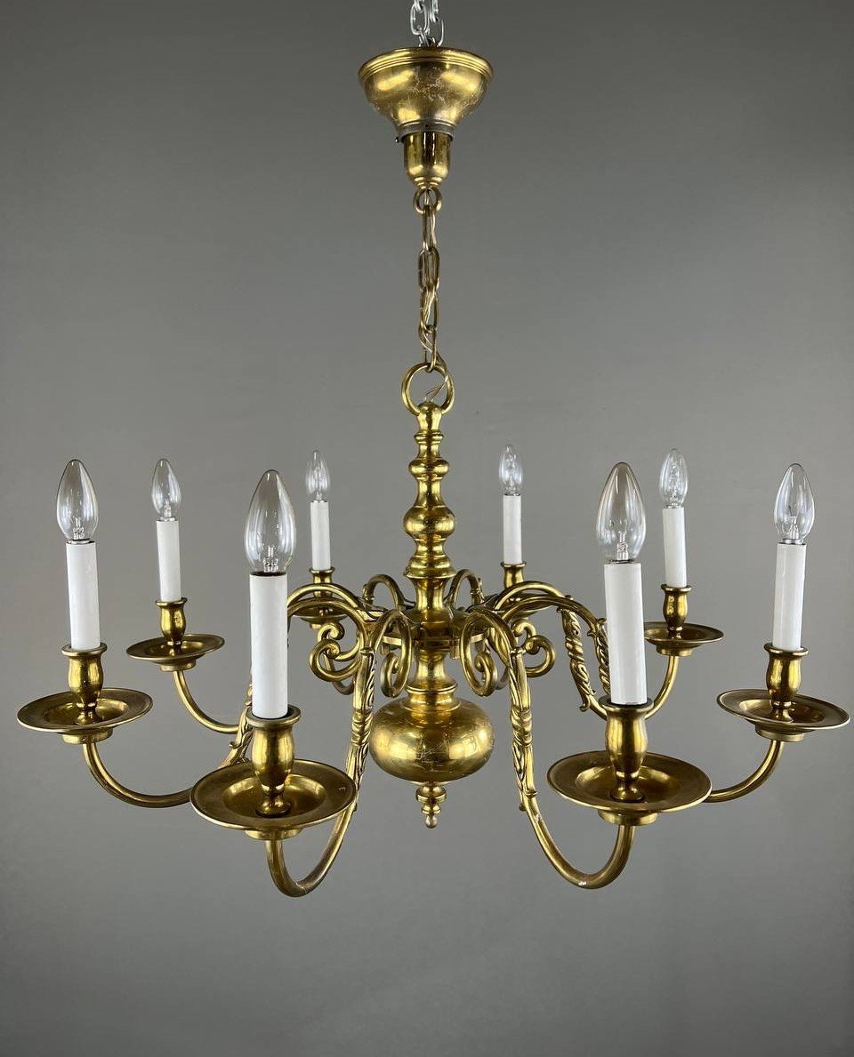 Classic Style Gilded Brass Chandelier, 20th Century