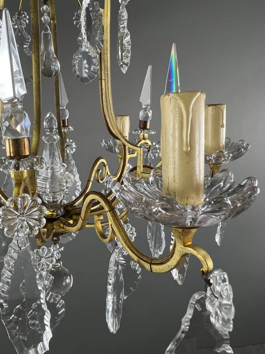 Brass And Crystal Chandelier, 20th Century -photo-2