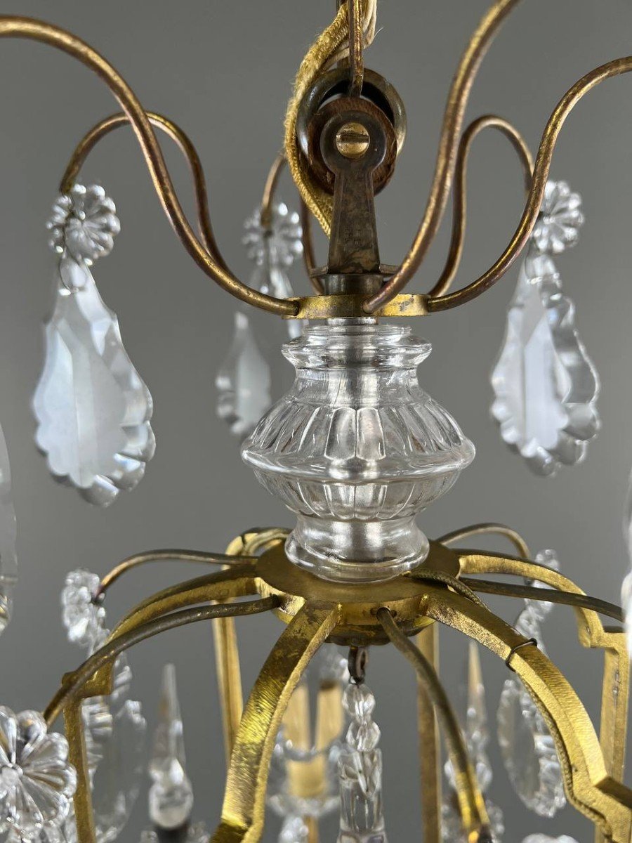 Brass And Crystal Chandelier, 20th Century -photo-4