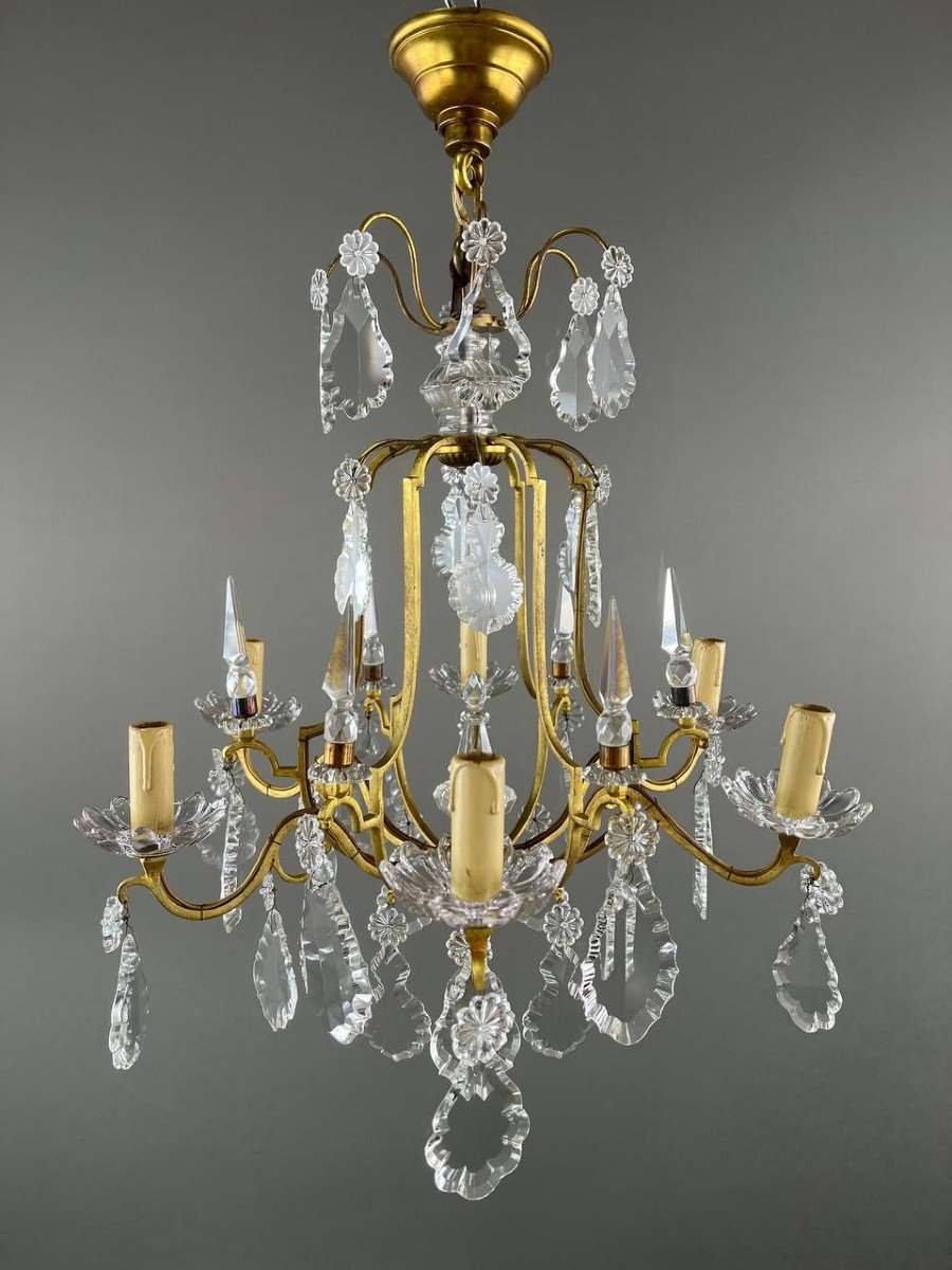 Brass And Crystal Chandelier, 20th Century -photo-1