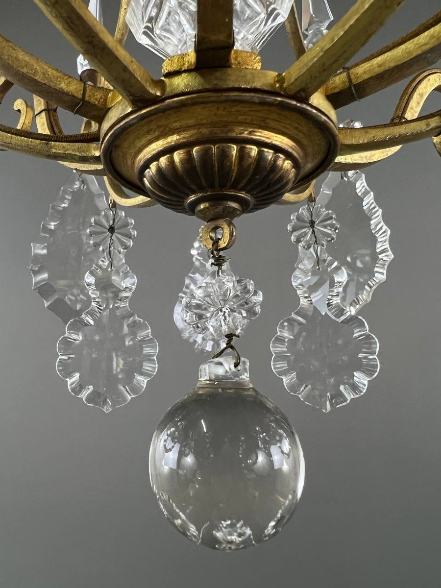 Brass And Crystal Chandelier, 20th Century -photo-2