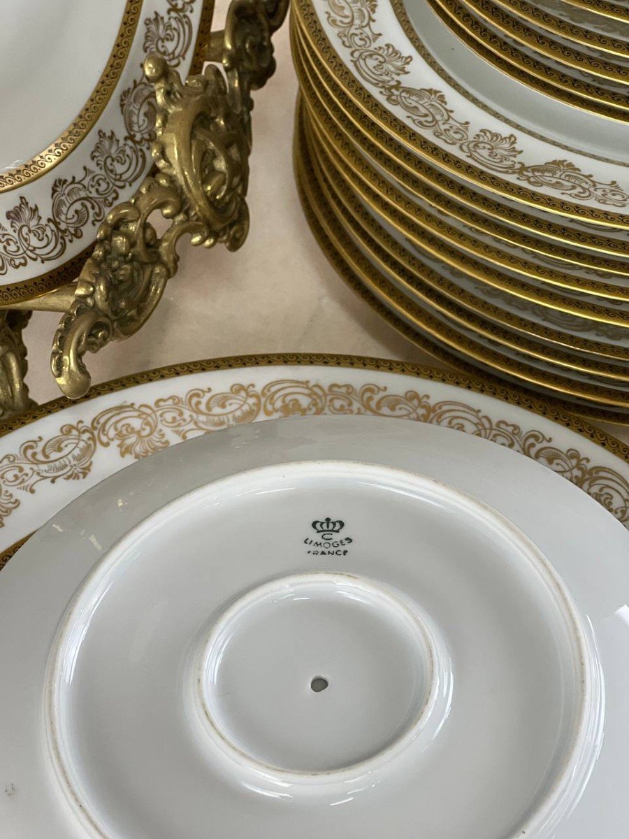 Service 25 Pièces En Porcelaine De Limoges, XXe Siècle -photo-3