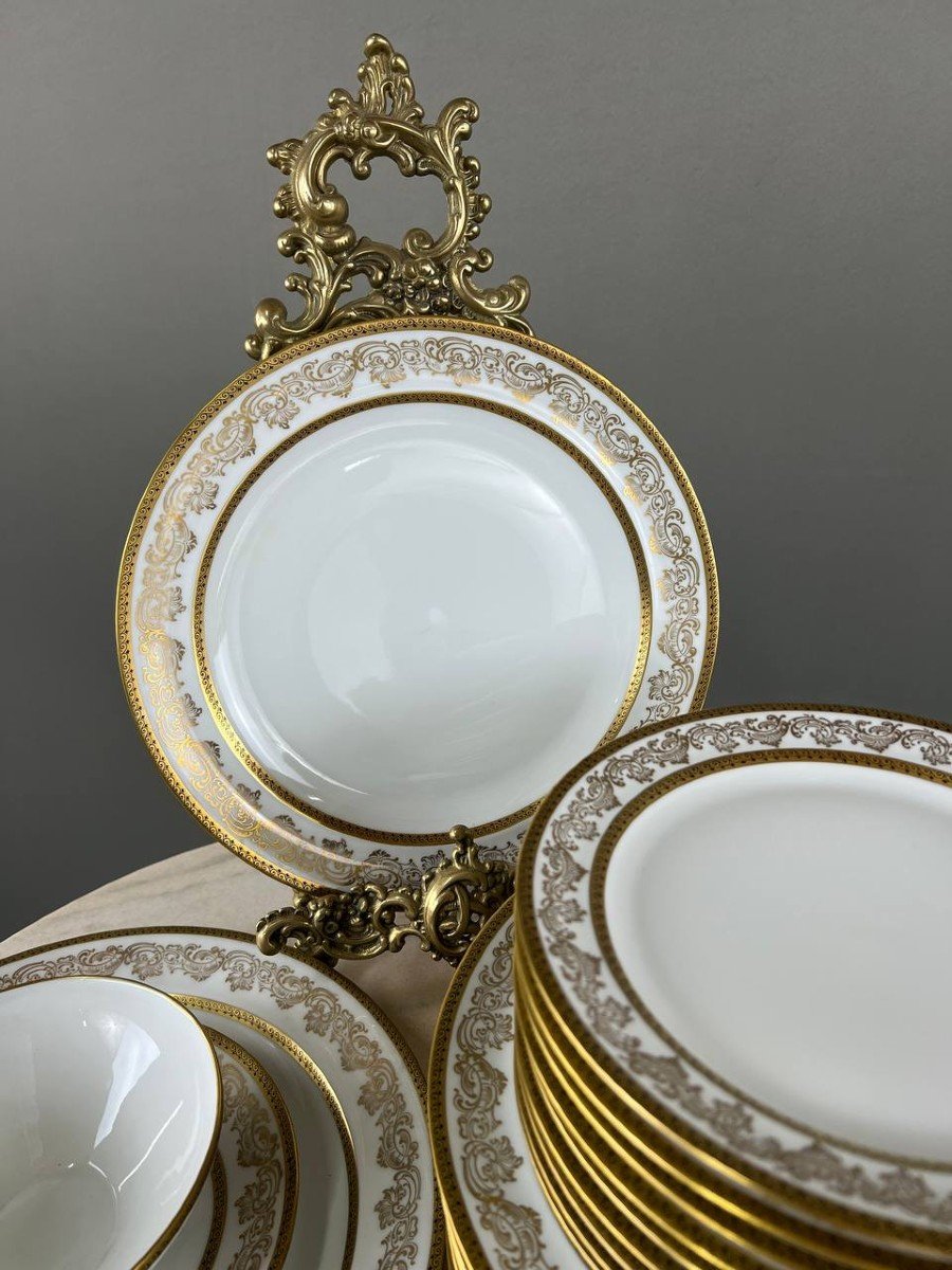 Service 25 Pièces En Porcelaine De Limoges, XXe Siècle -photo-4