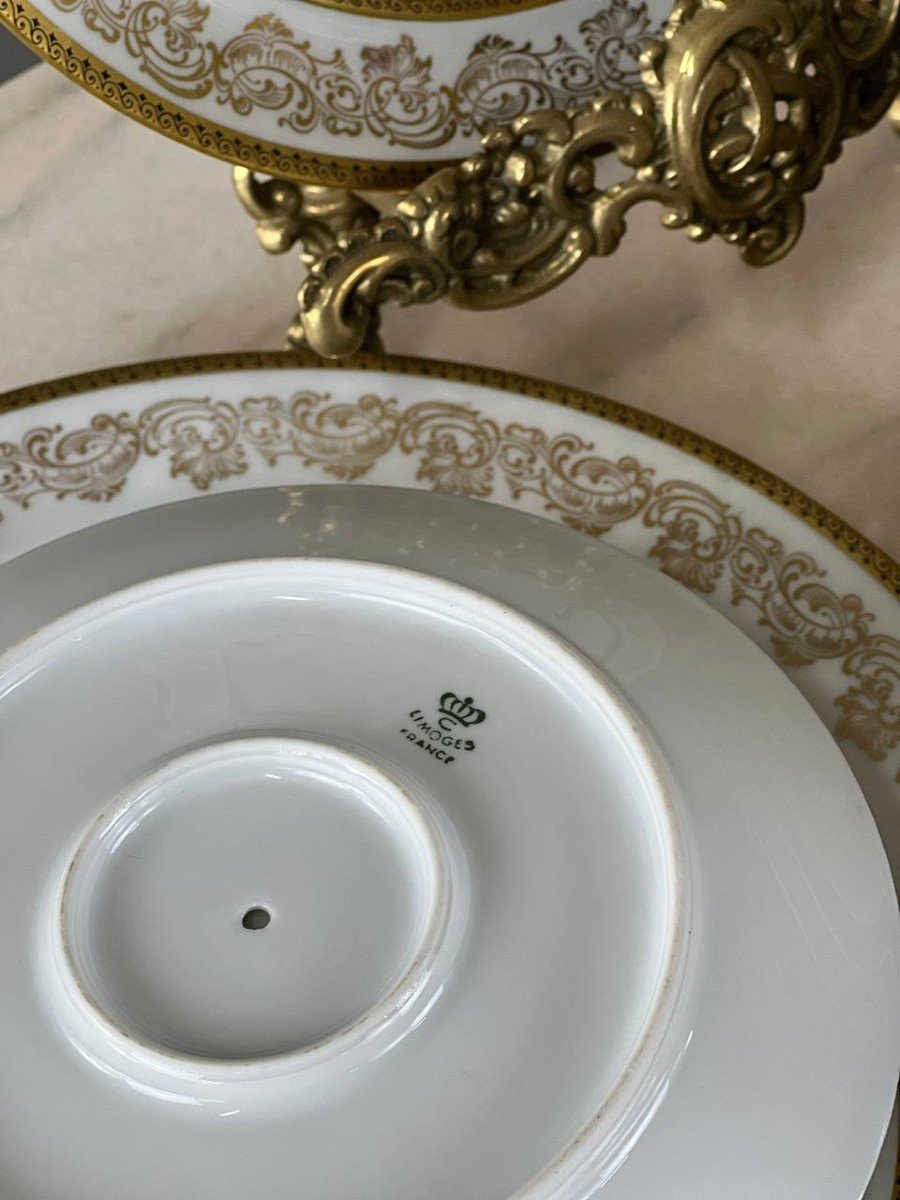 Service 25 Pièces En Porcelaine De Limoges, XXe Siècle -photo-2