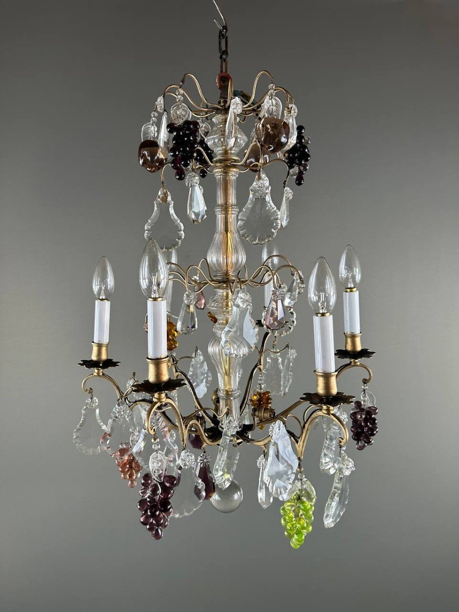 Crystal Chandelier With Tassels, Early 20th Century-photo-2