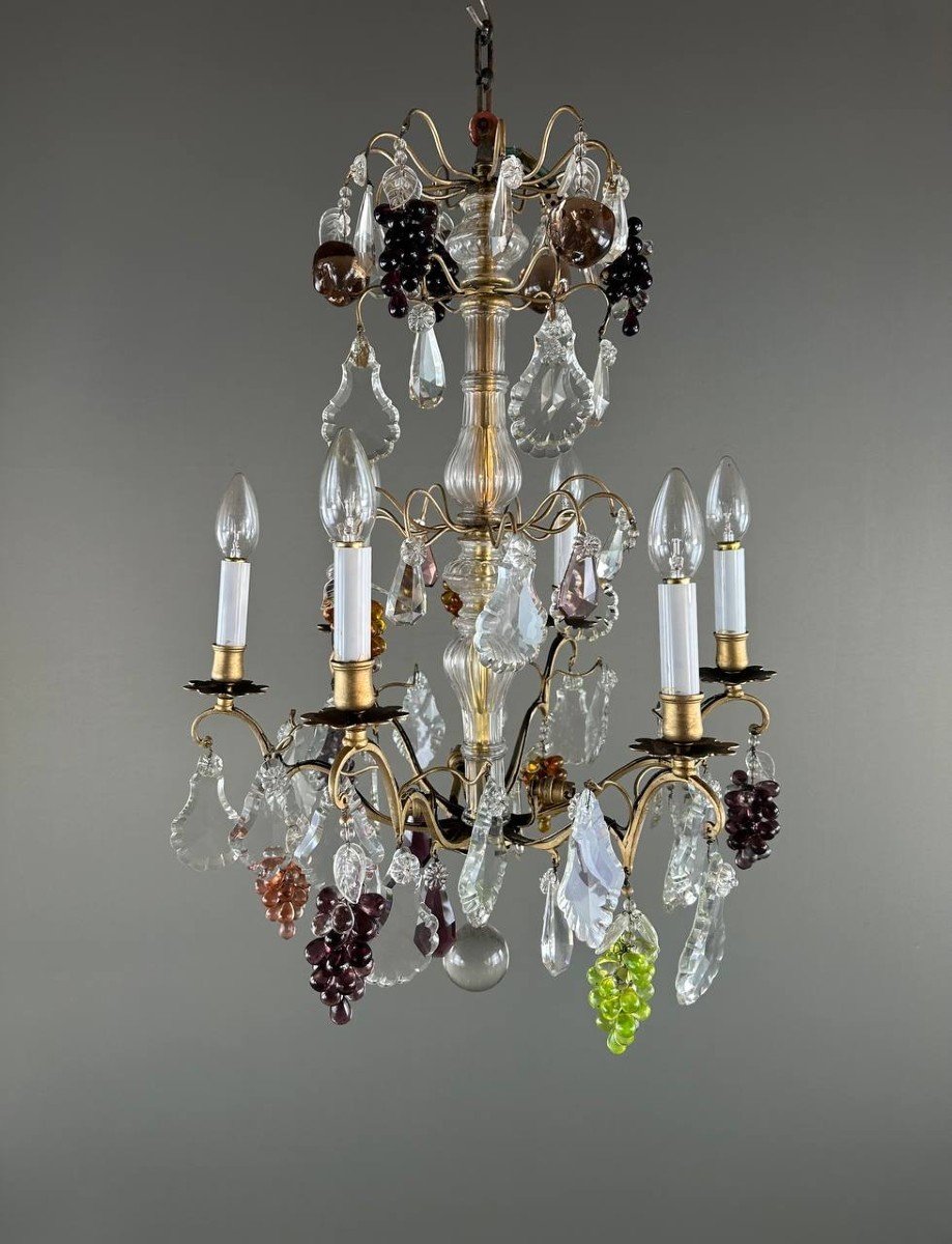 Crystal Chandelier With Tassels, Early 20th Century-photo-3